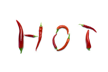 hot peppers inscription on a white background
