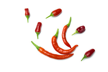 peppers layout on a white background