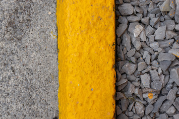 Textura grava guarnición y acera