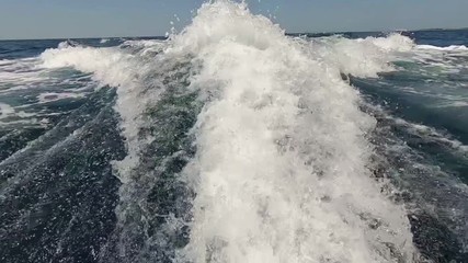 Splashing water from a motor boat as background footage