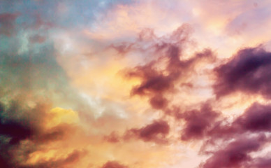 Colorful clouds on the sky. Color toned image