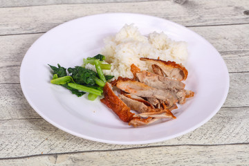 Rice with roasted duck breast