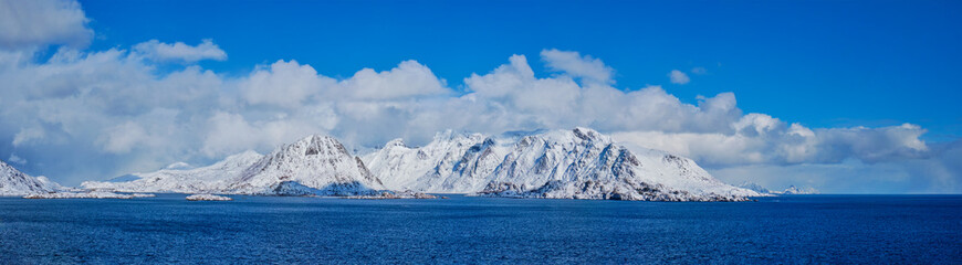 Lofoten islands and Norwegian sea in winter, Norway