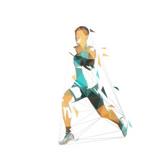 Running man, low polygonal vector illustration. Abstract geometric runner, side view