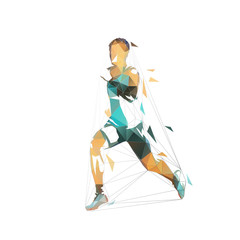 Obraz premium Running man, low polygonal vector illustration. Abstract geometric runner, side view