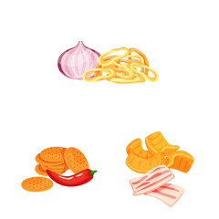 Vector illustration of food and product logo. Collection of food and party stock symbol for web.