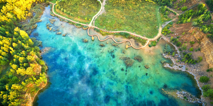 Aerial landscape from the drone - blue water © Piotr Krzeslak