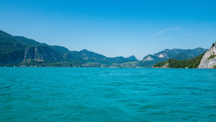 Wolfgangsee, Salzkammergut, Österreich, an einem sonnigen Sommertag