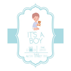 its a boy card with little baby and bear teddy
