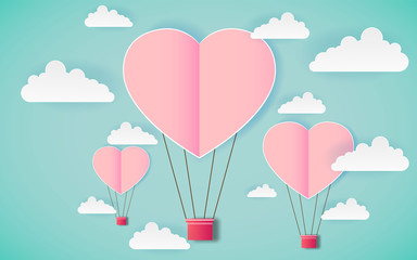 card Valentine's day balloon heart love Invitation on vector abstract background