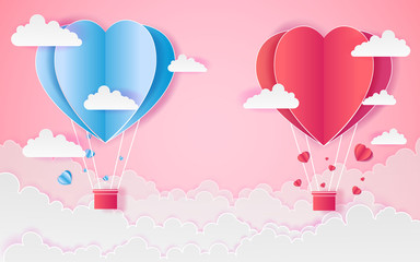 card Valentine's day balloon heart love Invitation on vector abstract background
