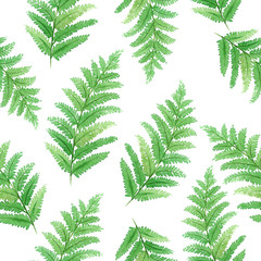 Watercolor seamless pattern with beautiful tropical exotic leaves. Best for background, wallpaper, textile, prints, clothes, design. Hand painted illustration