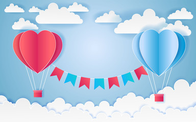 card Valentine's day balloon heart love Invitation on vector abstract background