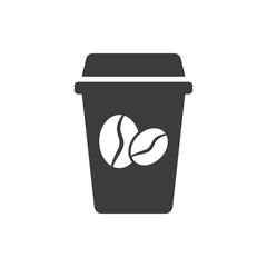 Disposable coffee cup icon on white background.