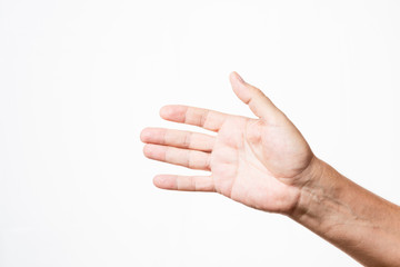 palm of a male hand opened isolated in a white background