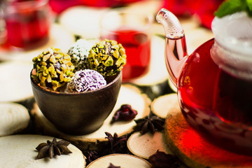 candy and hibiscus tea