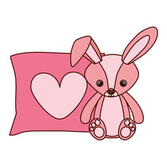 cute rabbit of stuffed with heart love pillows