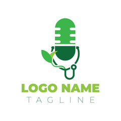 Natural and health podcast logo design template