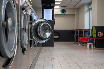 Washing machine in launderette