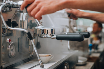 Process of making hot coffee from coffee machine