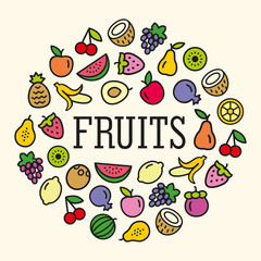 Fruits icons in a circular shape