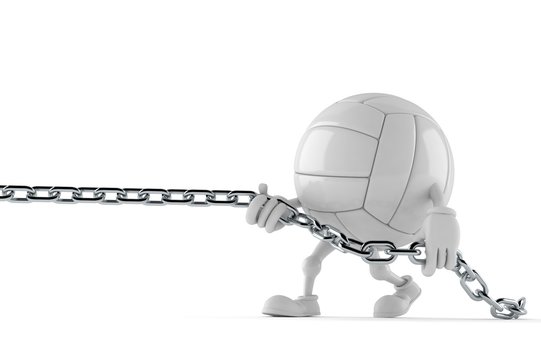 Volley ball character pulling chain