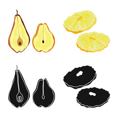 Isolated object of food and raw sign. Set of food and nature stock vector illustration.