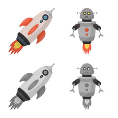 Vector illustration of astronomy and technology logo. Set of astronomy and sky stock symbol for web.