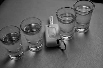 Drink and drive and alcoholism concept. Safe and responsible driving concept.