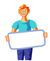 Man holding placard cartoon vector illustration