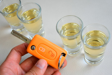Drink and drive and alcoholism concept. Safe and responsible driving concept.