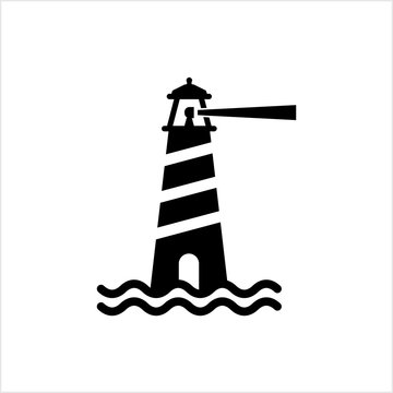 Lighthouse Icon, Light Tower For Navigational Aid