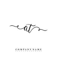 Initial letter AT beauty vector handwriting concept logo