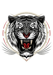 The Tiger head illustration on the white background