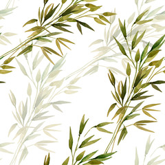 Watercolor wheat ears seamless pattern.Image of ears of wheat on a white and colored background.