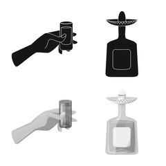 Vector illustration of cafe and Latin symbol. Set of cafe and national stock symbol for web.