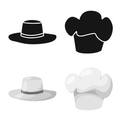 Isolated object of clothing and cap icon. Collection of clothing and beret stock vector illustration.