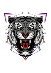 White Tiger head illustration. simple vector tiger