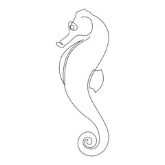 Seahorse minimalist style. One line vector illustration
