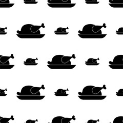 Chicken Icon, Turkey Icon Seamless Pattern