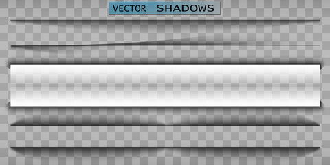 Vector shadow. Transparent shadow realistic illustration. Page divider with transparent shadow isolated. Pages vector set.