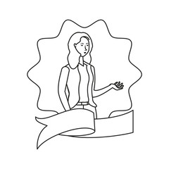 elegant businesswoman worker with ribbon avatar character