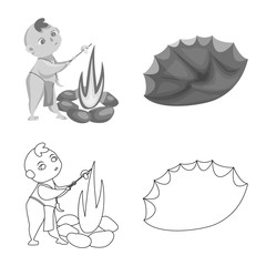 Isolated object of evolution and prehistory sign. Collection of evolution and development stock symbol for web.