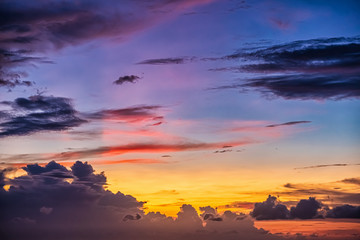 Beautiful evening sky with clouds, sunset.