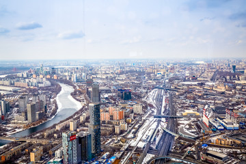 Obraz premium Aerial photography Moscow in early spring. Still some places snow.