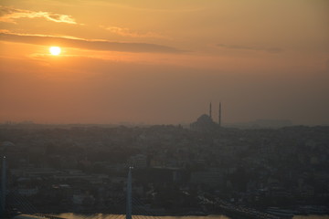 Fototapeta na wymiar Panorama Istanbul Coucher de Soleil Turquie