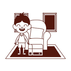 cute little boy baby in the living room character