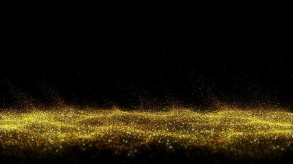 The golden dust spread like waves of water. A pile of golden sand near the bottom of the picture frame