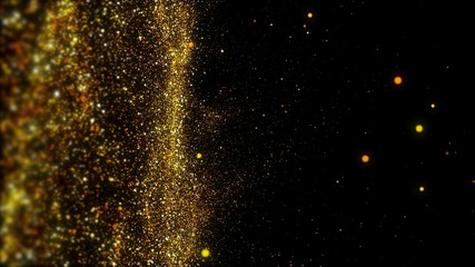 The golden dust spread like waves of water. A pile of golden sand near the left of the picture frame