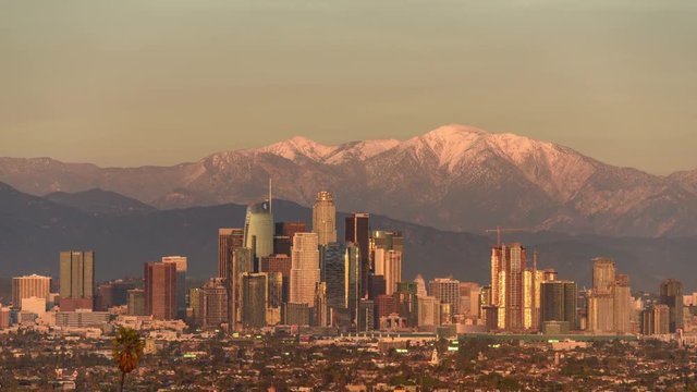 Day to night transition time lapse Los Angeles downtown